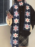 Floral Fuzzy Knit Scarf
