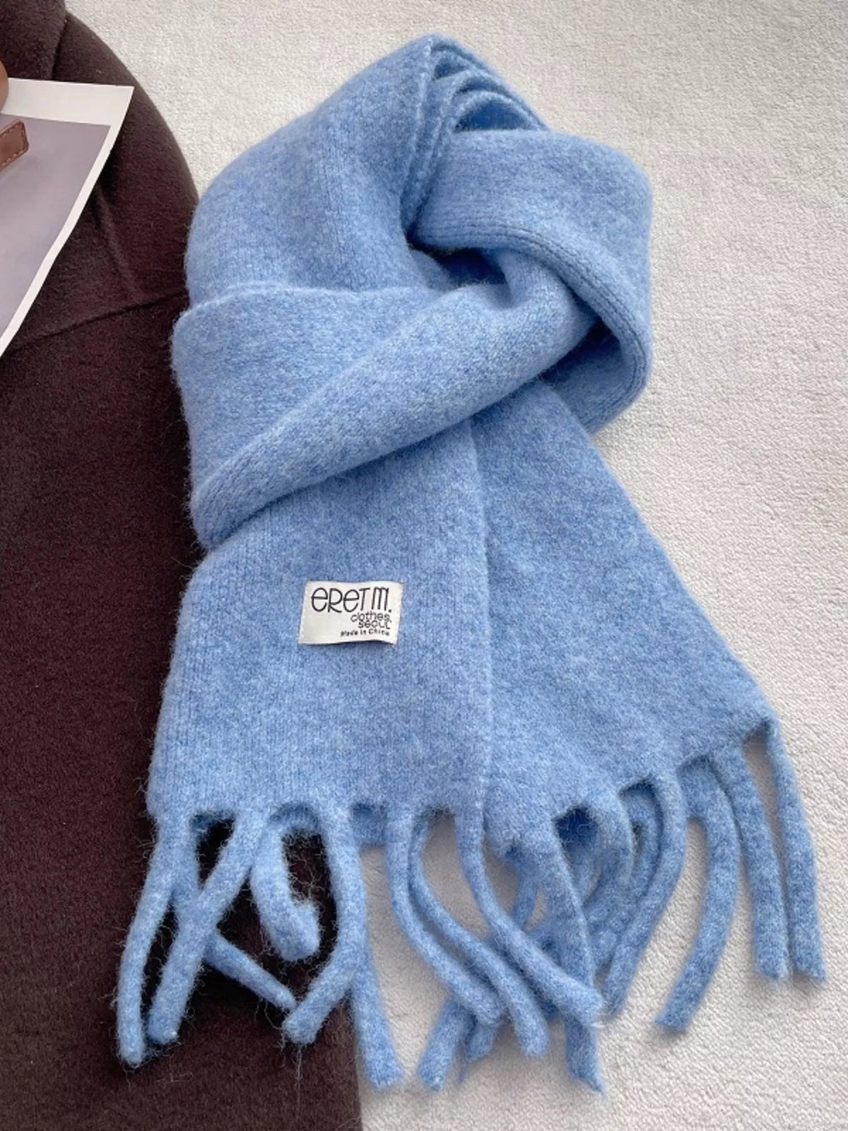Fuzzy Chunky Fringe Solid Color Scarf