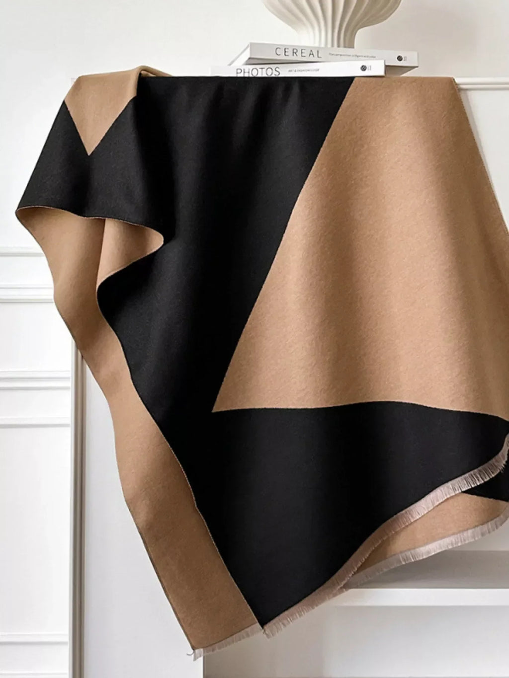 Color Block Raw Hem Scarf
