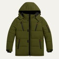 Warm Men's Hooded Puffer Parka with Zip Pockets