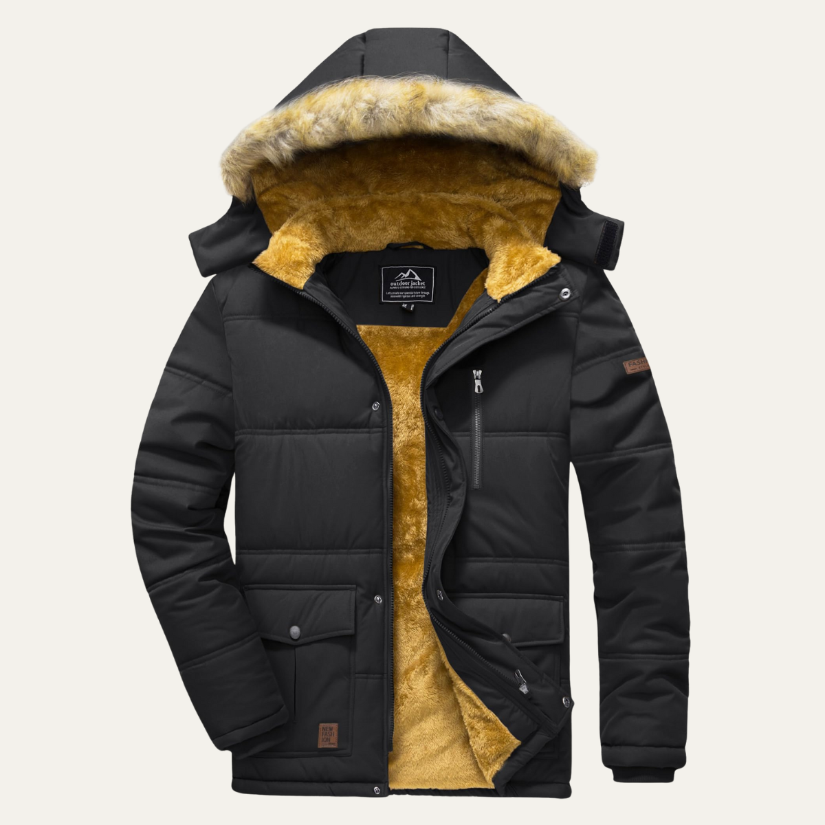Warm Waterproof Men's Parka Coat with Removable Hood