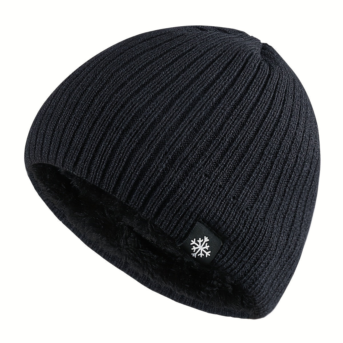 "Pandaize Snowflake Patched Winter Knit Hat: Fleece-lined Windproof Thermal Beanie"