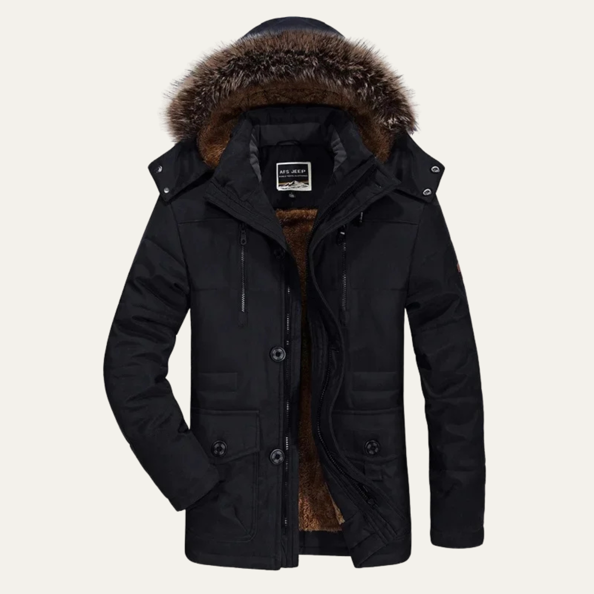 Warm Waterproof Men's Fleece Hooded Winter Coat
