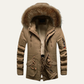 Warm Men's Down Parka Jacket with Faux Fur Hood