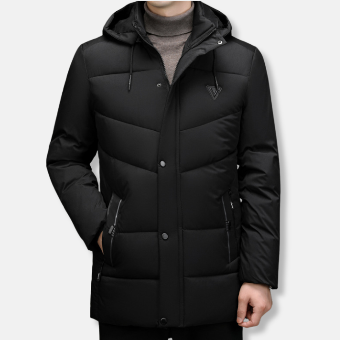 Waterproof Quilted Men's Parka Jacket with Hood