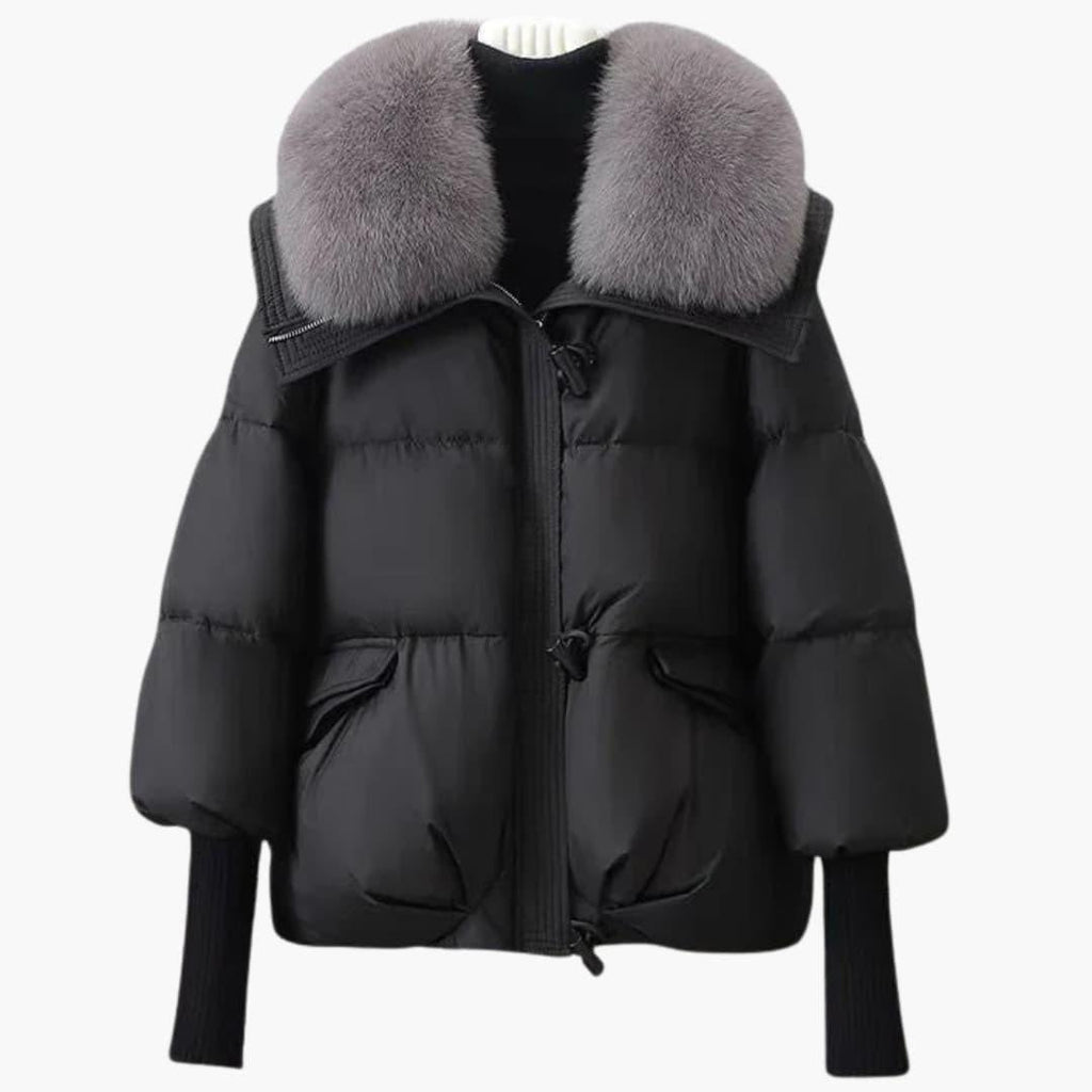 Luxurious Ladies Winter Coat with Faux Fur Trim