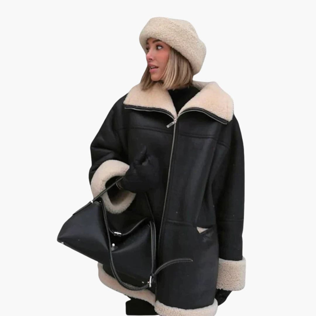 Warm Women's Parka Coat with Fleece Lining and Zip