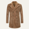 Thick Men's Chocolate Brown Fleece Winter Overcoat