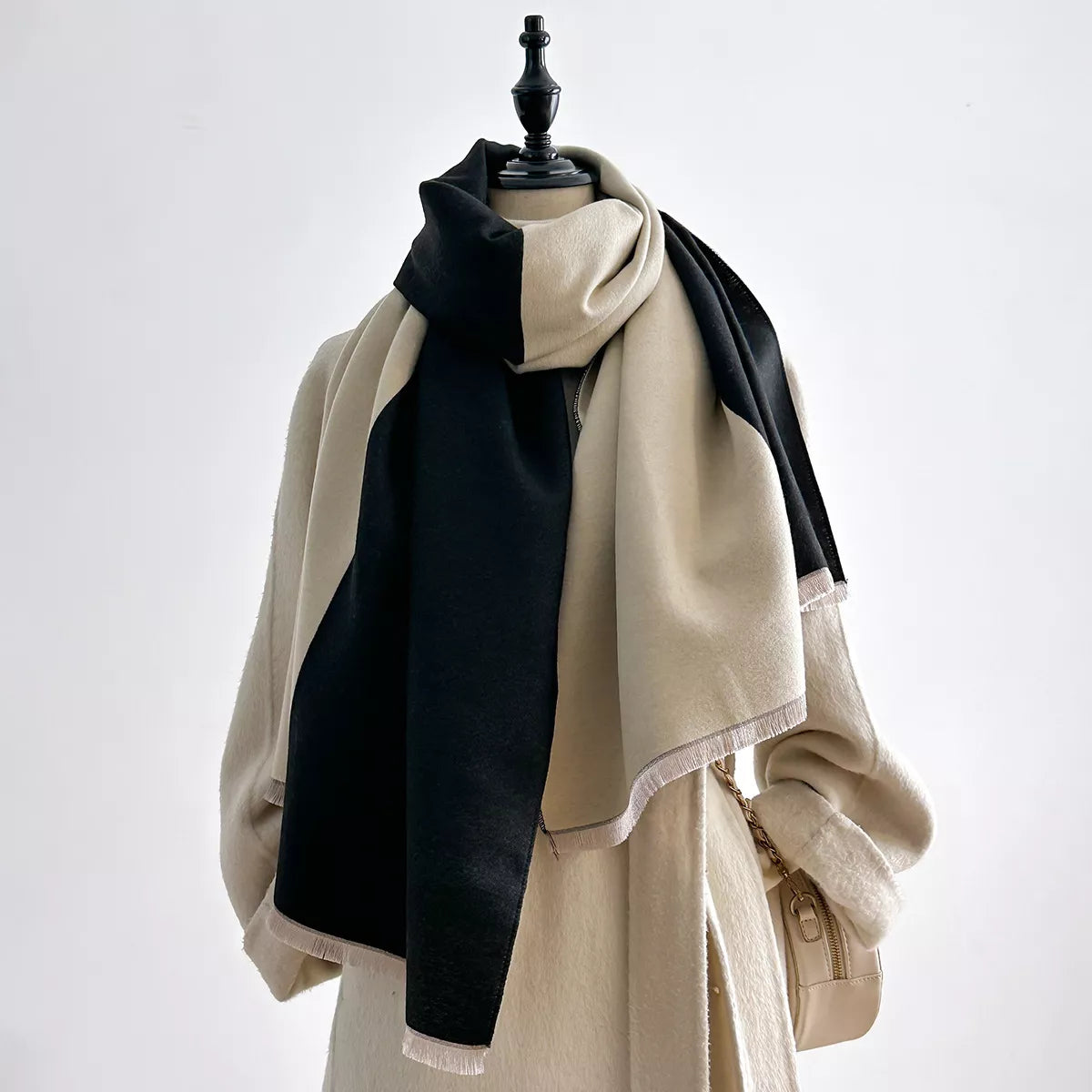 Two Tone Raw Hem Scarf
