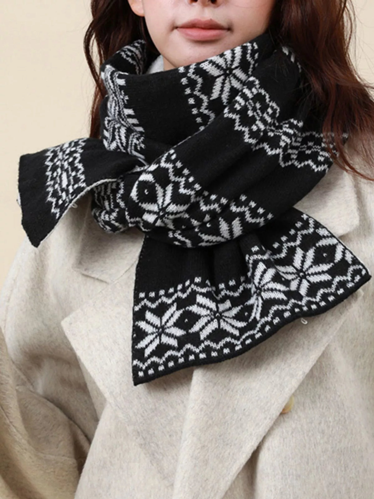 Christmas Snowflake Knit Scarf