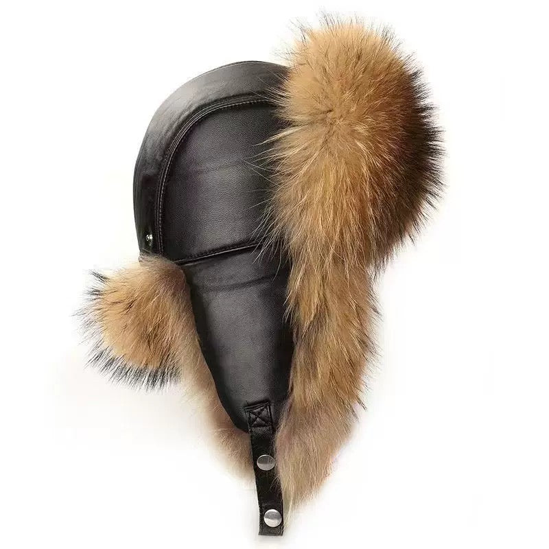 High-Quality Luxury Fox Fur Hat for Men – Warm Ear Protection Winter & Spring Travel Ski Hat