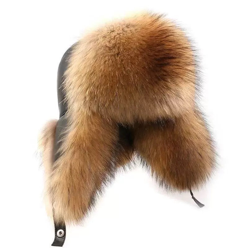 High-Quality Luxury Fox Fur Hat for Men – Warm Ear Protection Winter & Spring Travel Ski Hat