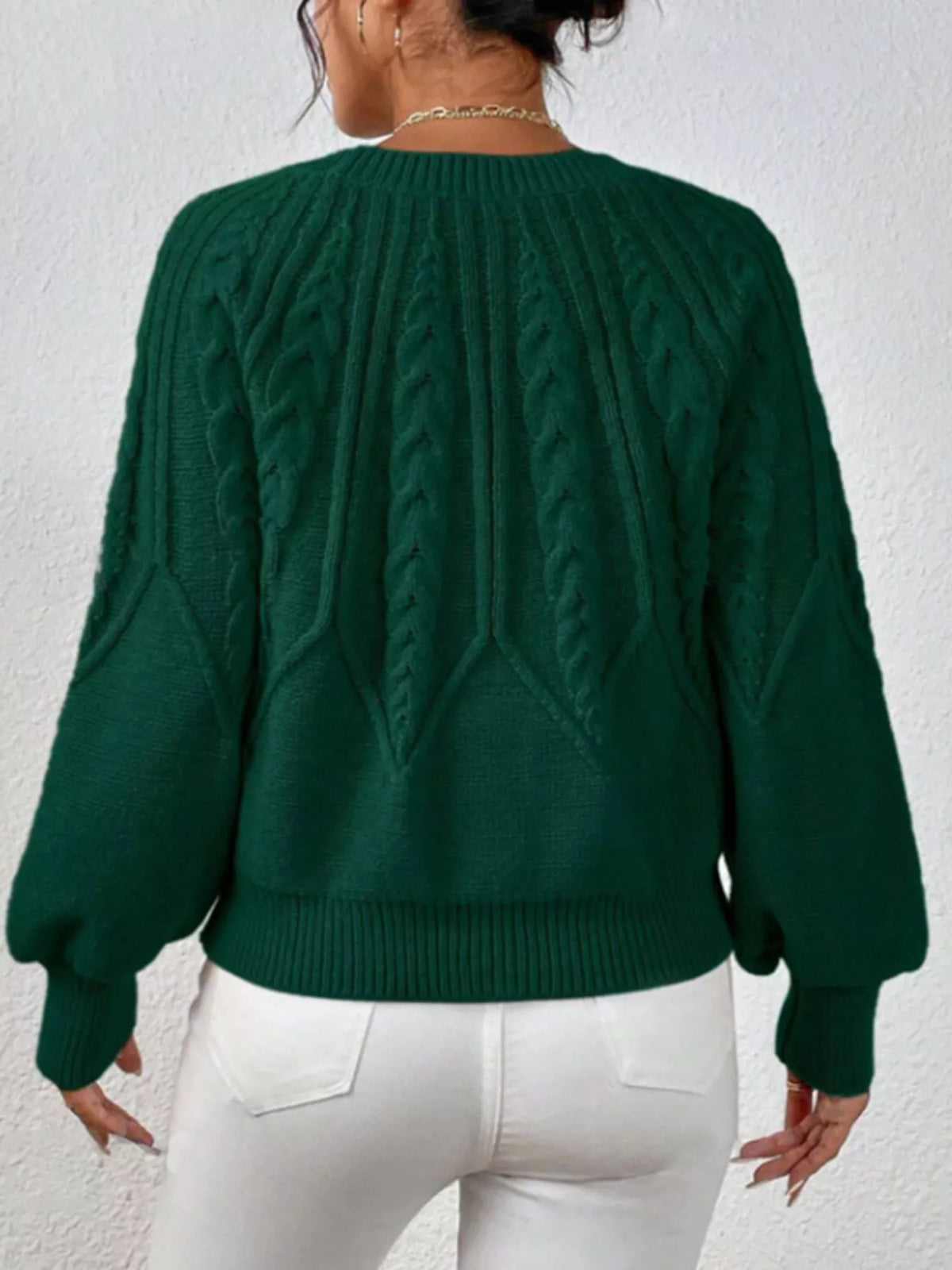 Cable Knit Ribbed Long Sleeve Sweater