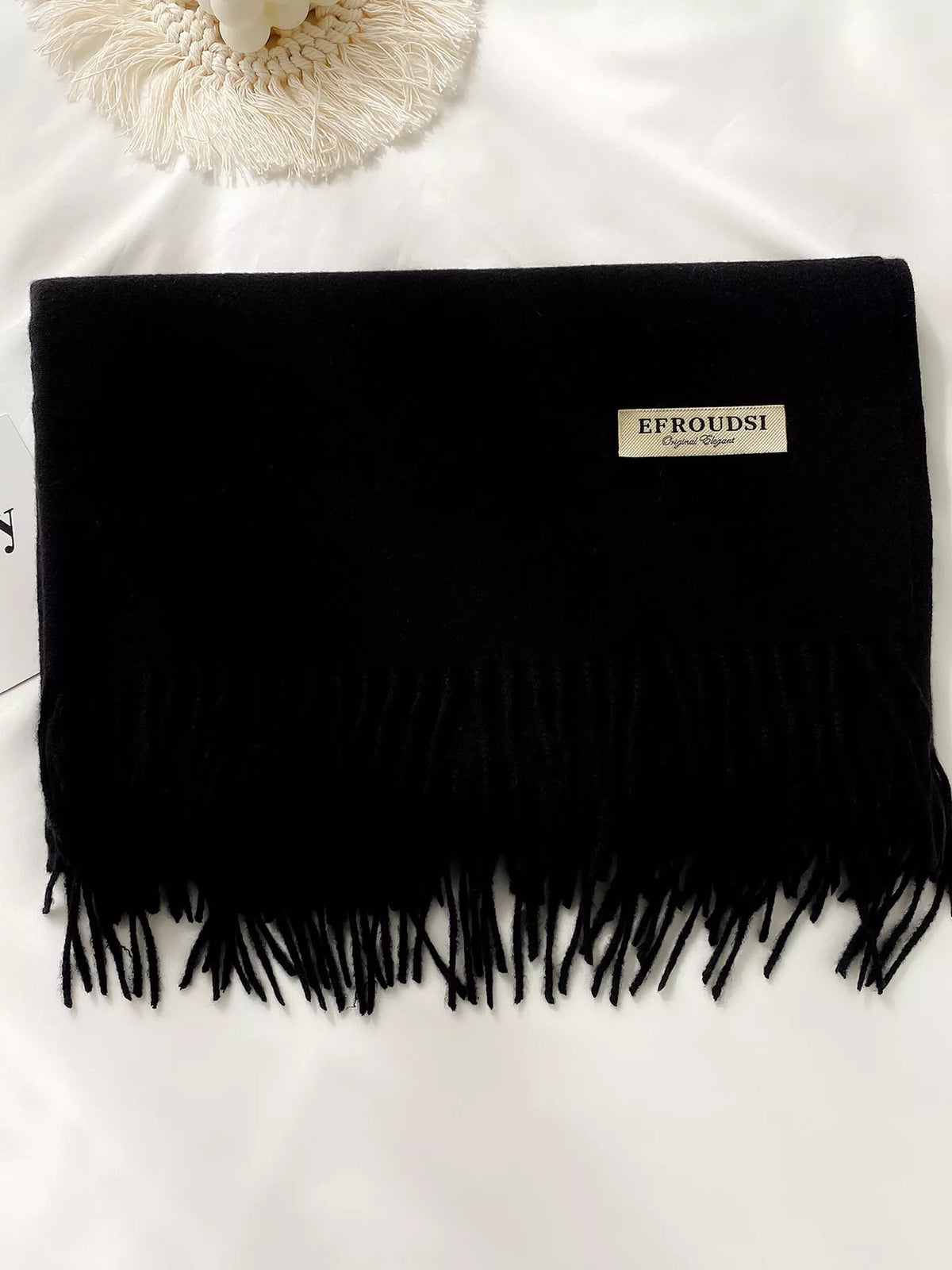 Long Fringe Solid Color Blanket Scarf
