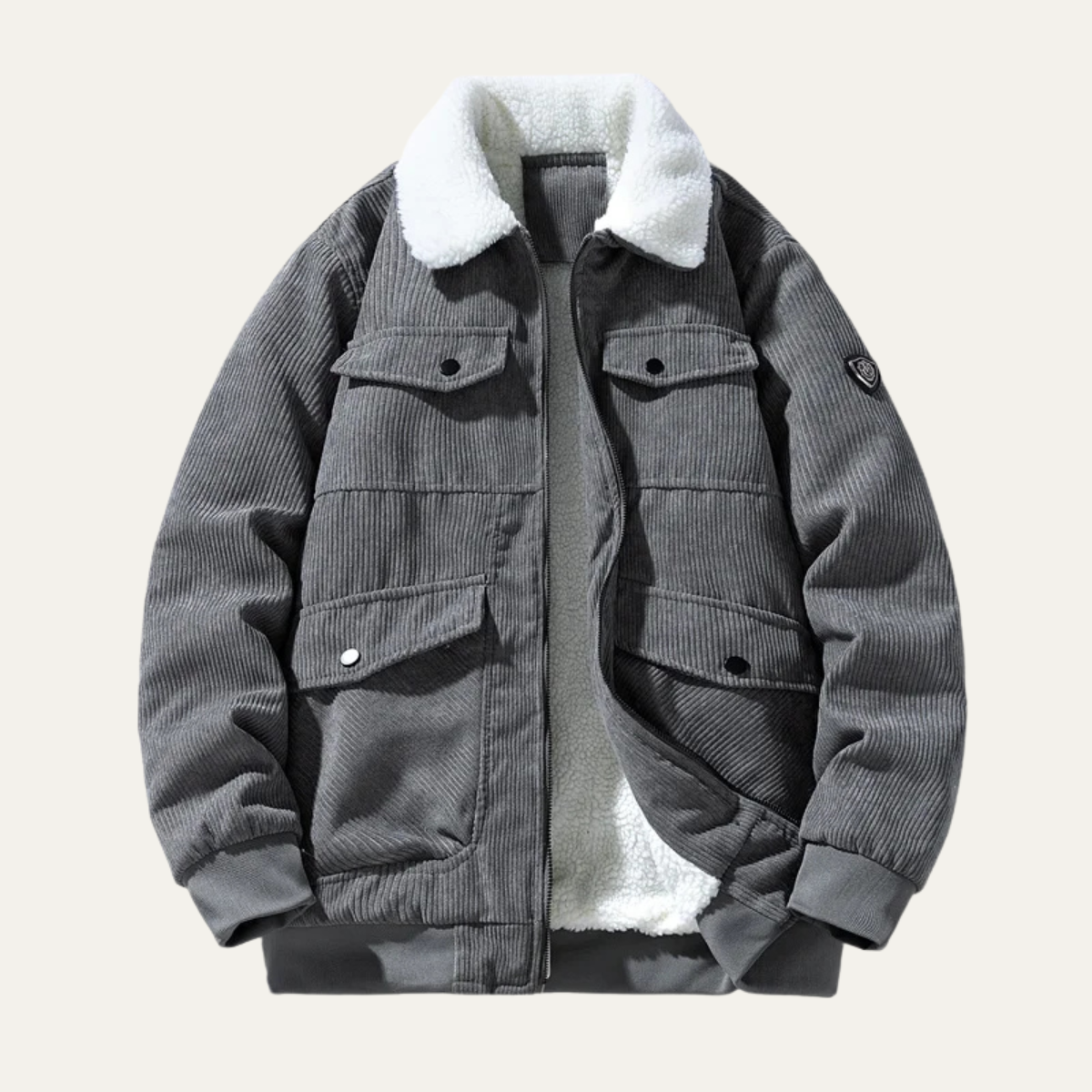 Warm Mens Corduroy Sherpa Lined Winter Coat