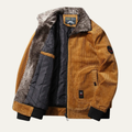 Warm Men's Quilted Fleece Jacket with Fur Trim Coat