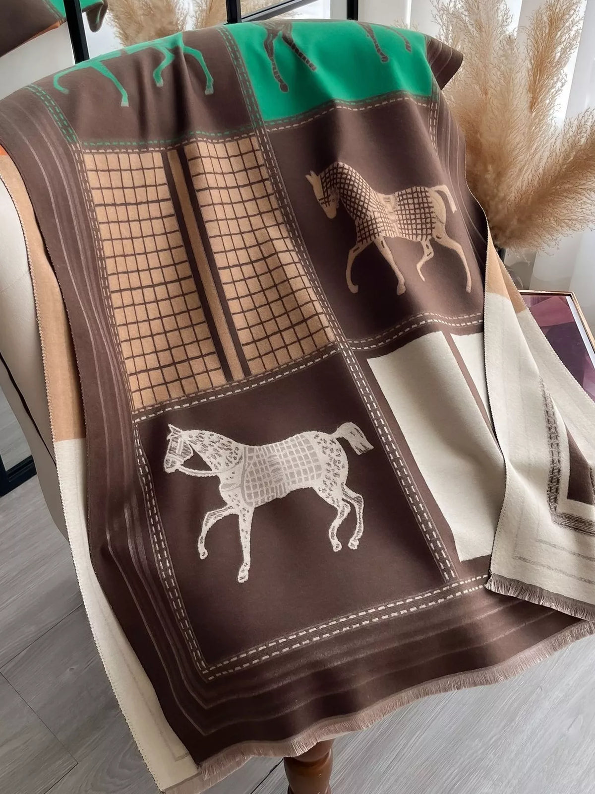 Equestrian Print Warm Scarf