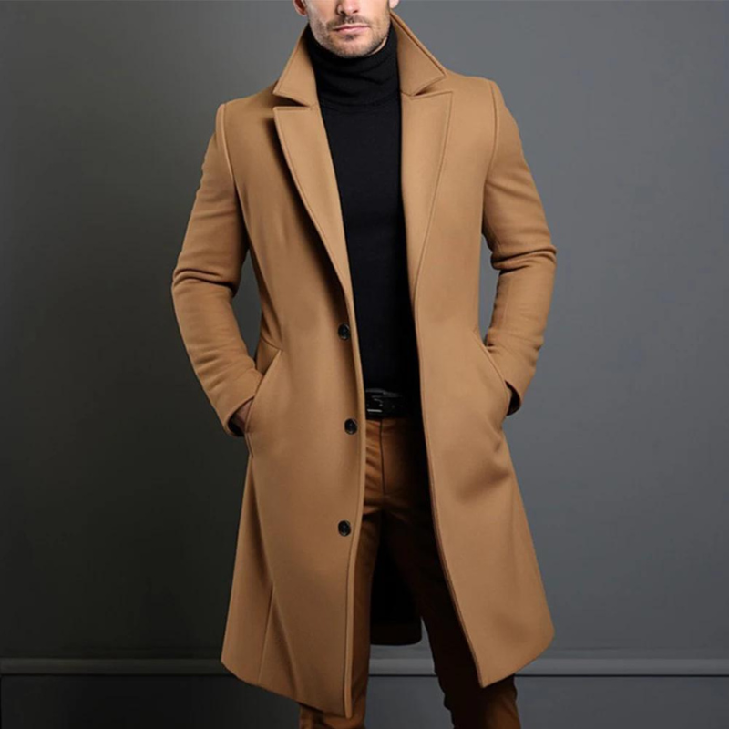 Classic Wool Fitted Coat | Notch Lapel Overcoat