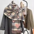 Cozy Soft Checked Fringed Winter Scarf