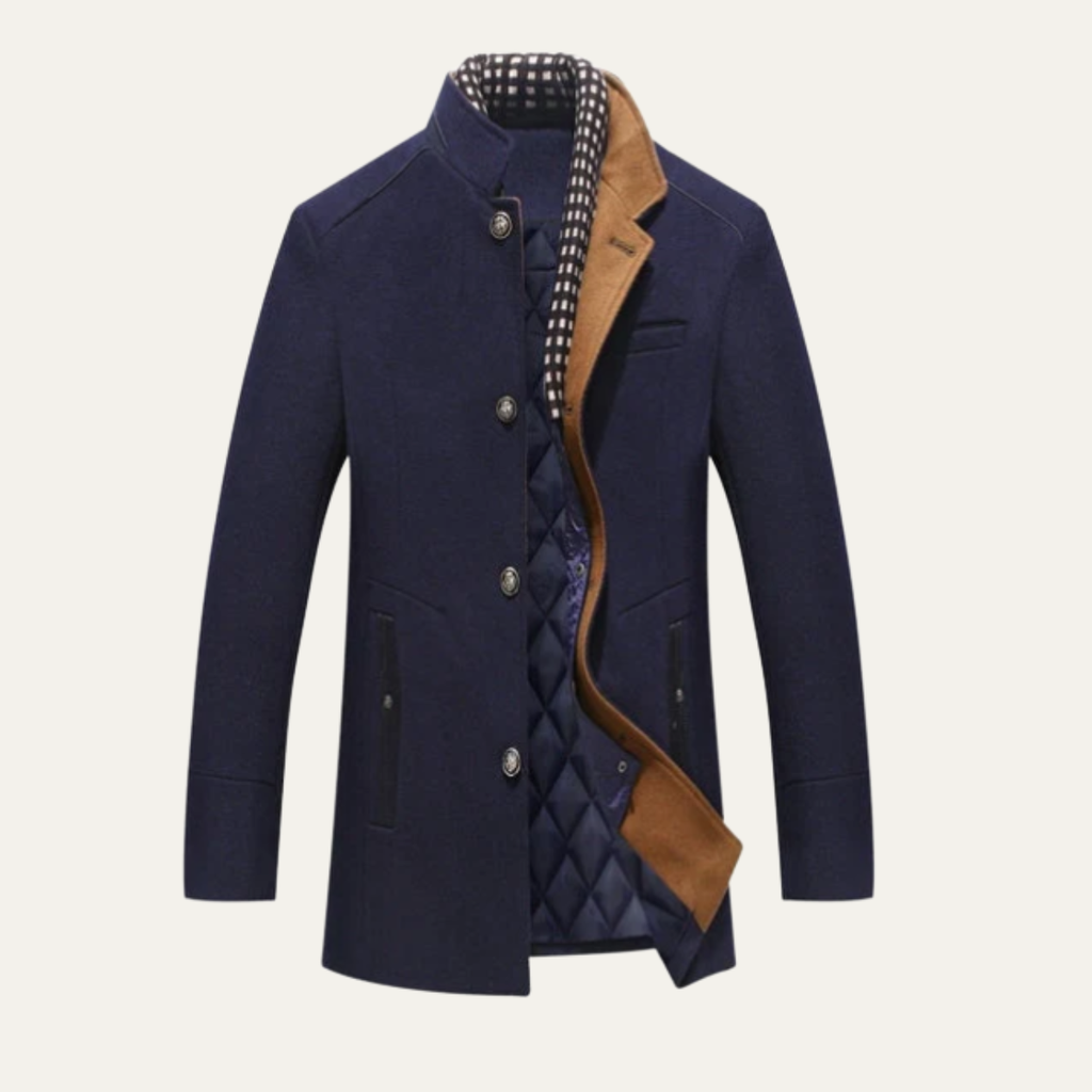 Warm Men's Classic Quilted Wool Winter Coat