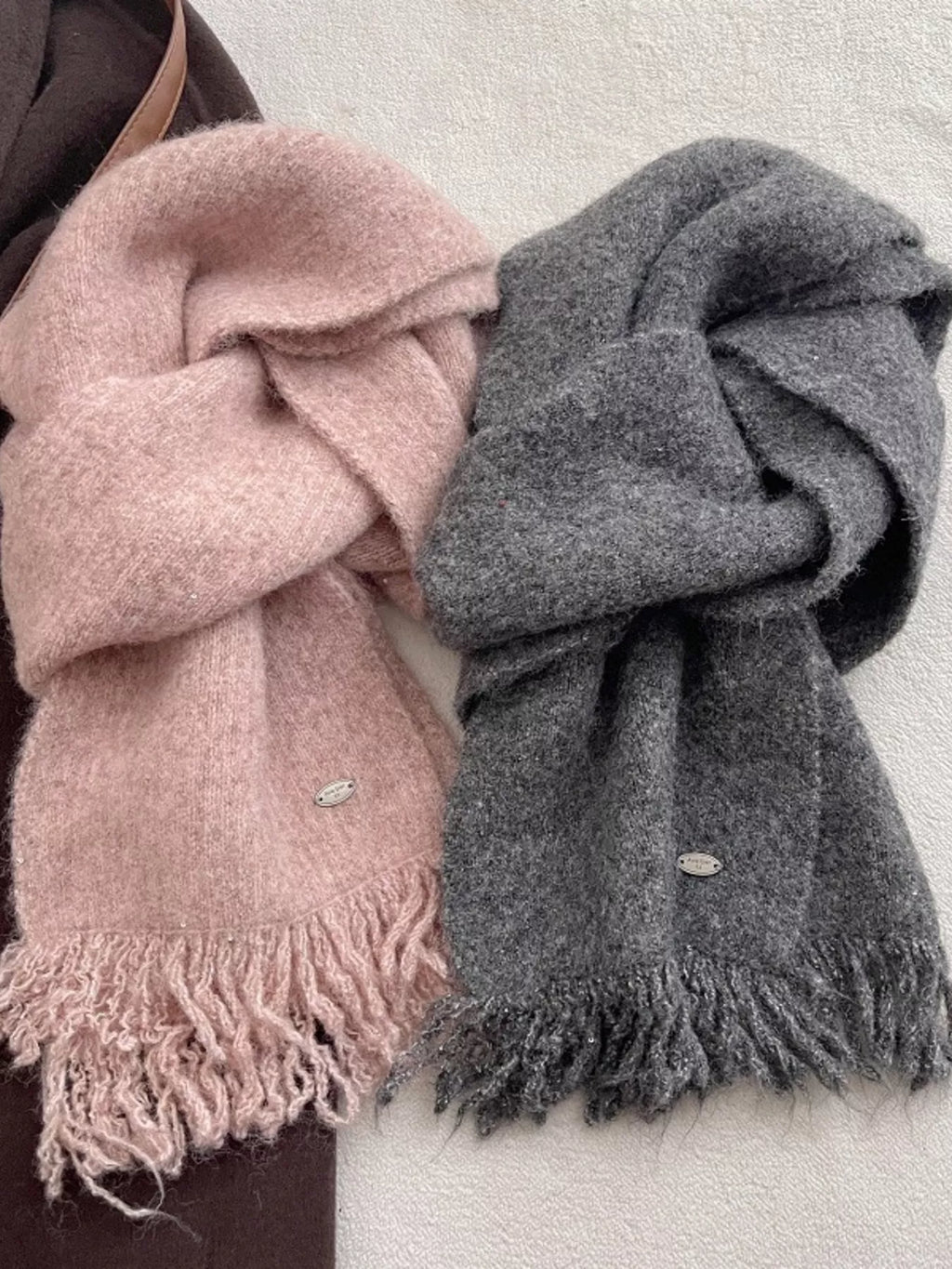 Fringe Hem Knitted Scarf