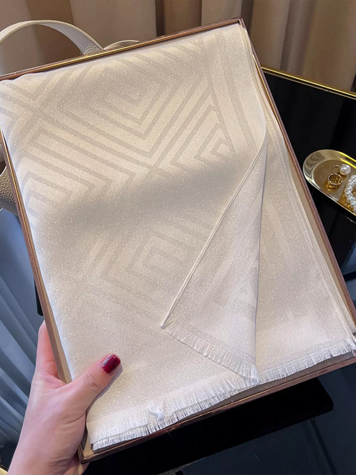 Raw Hem Lightweight Tonal Stripe Scarf