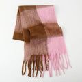 Fringe Contrast Plaid Scarf