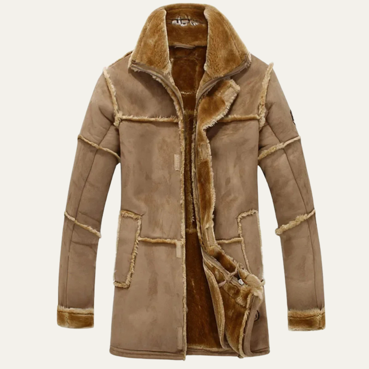 Luxury Men's Faux Suede Leather Winter Coat