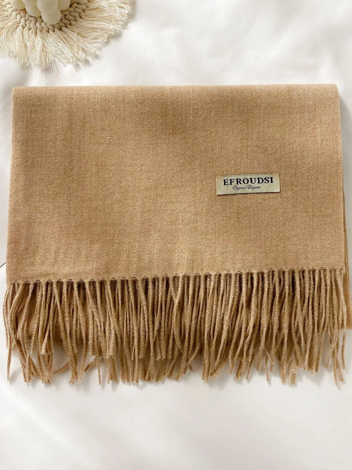 Long Fringe Solid Color Blanket Scarf