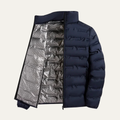 Warm Men's Insulated Ski Jacket - Navy Blue Down Coat