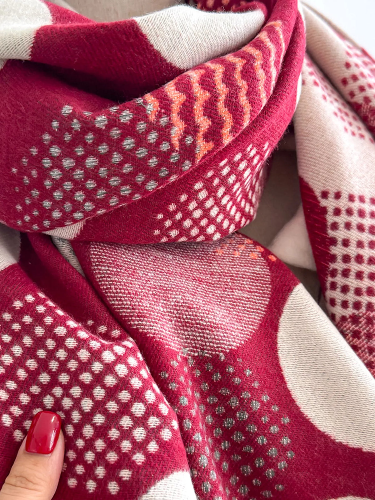 Polka Dot Raw Hem Scarf