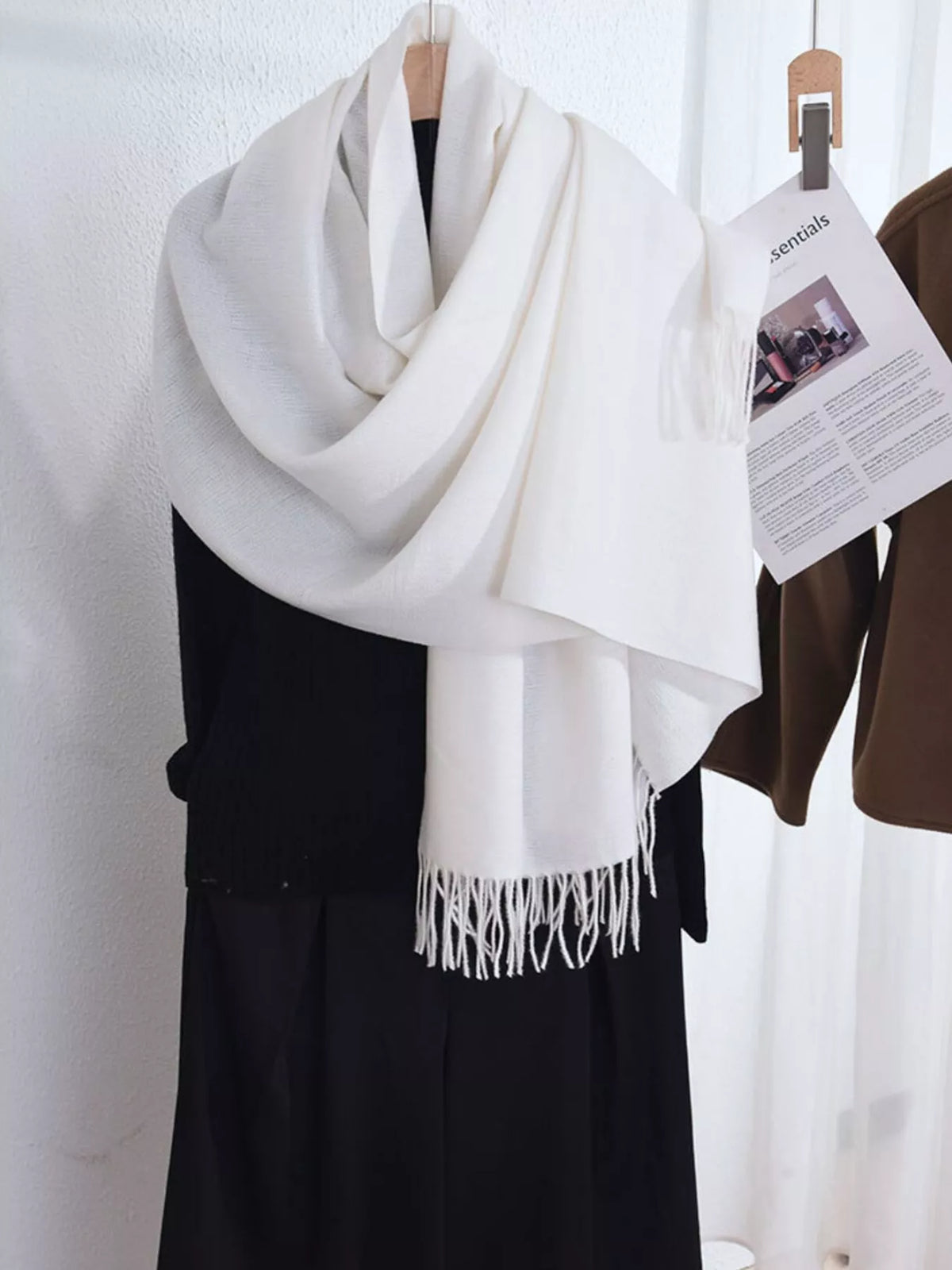 Solid Color Fine Fringe Scarf