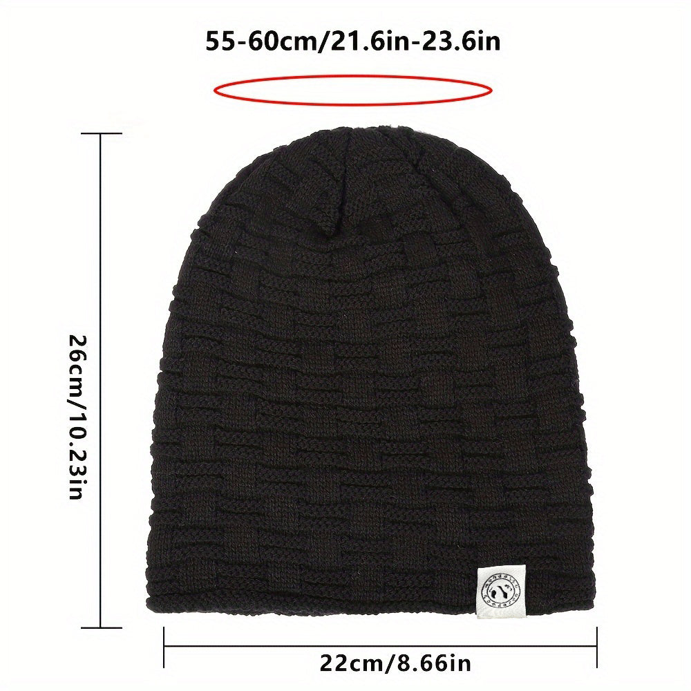 Pandaize Bunny Patch Fleece Beanie: Unisex Coldproof Knit Hat for Autumn & Winter