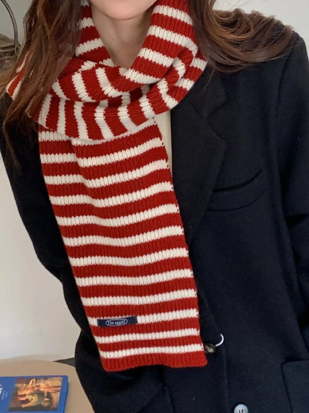 Wool Striped Knitted Winter Scarf