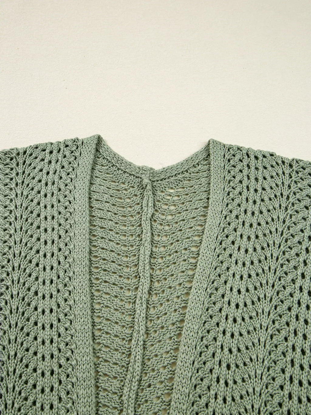 Scalloped Edge Eyelet Knit Batwing Cardigan