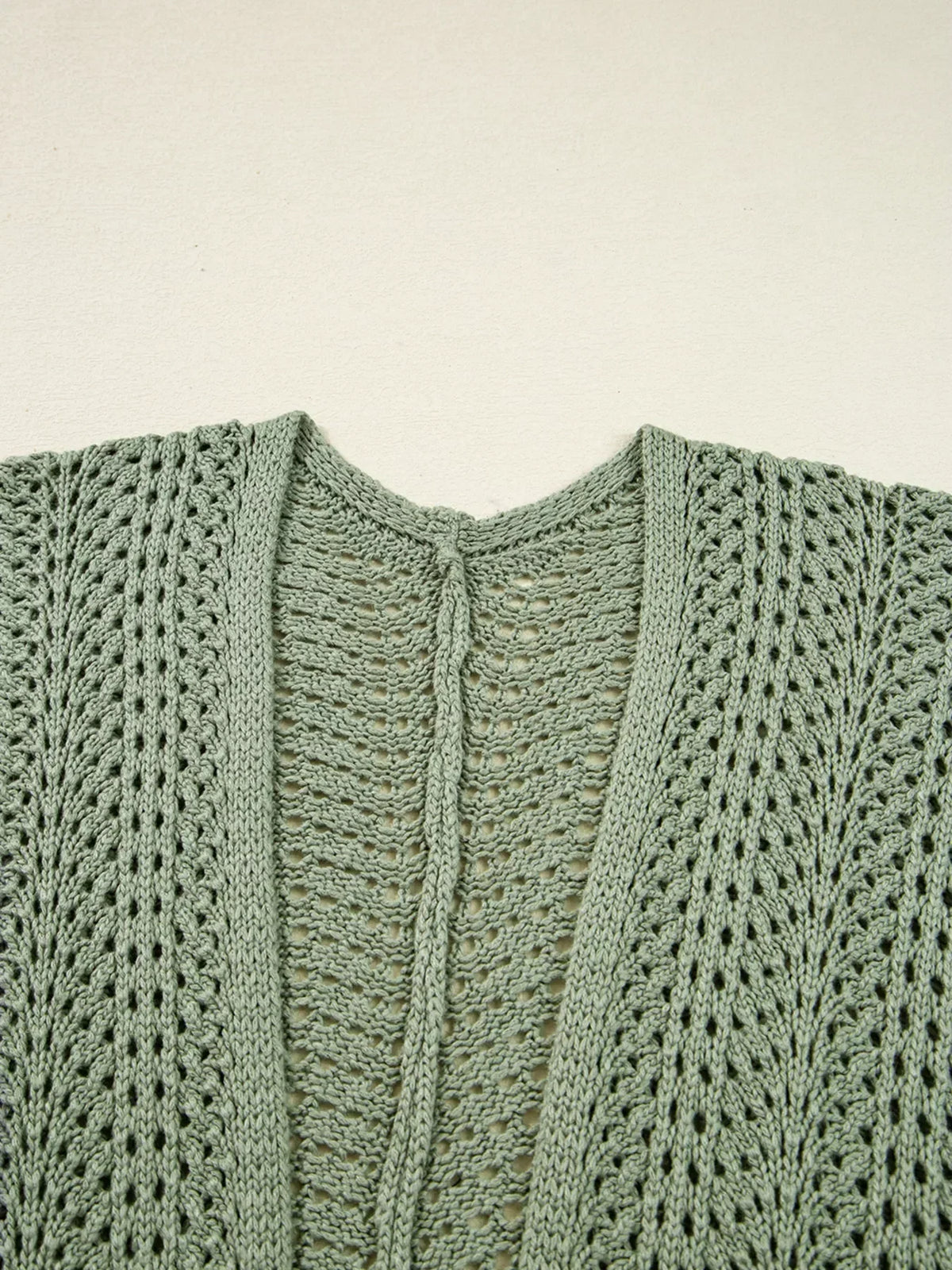 Scalloped Edge Eyelet Knit Batwing Cardigan