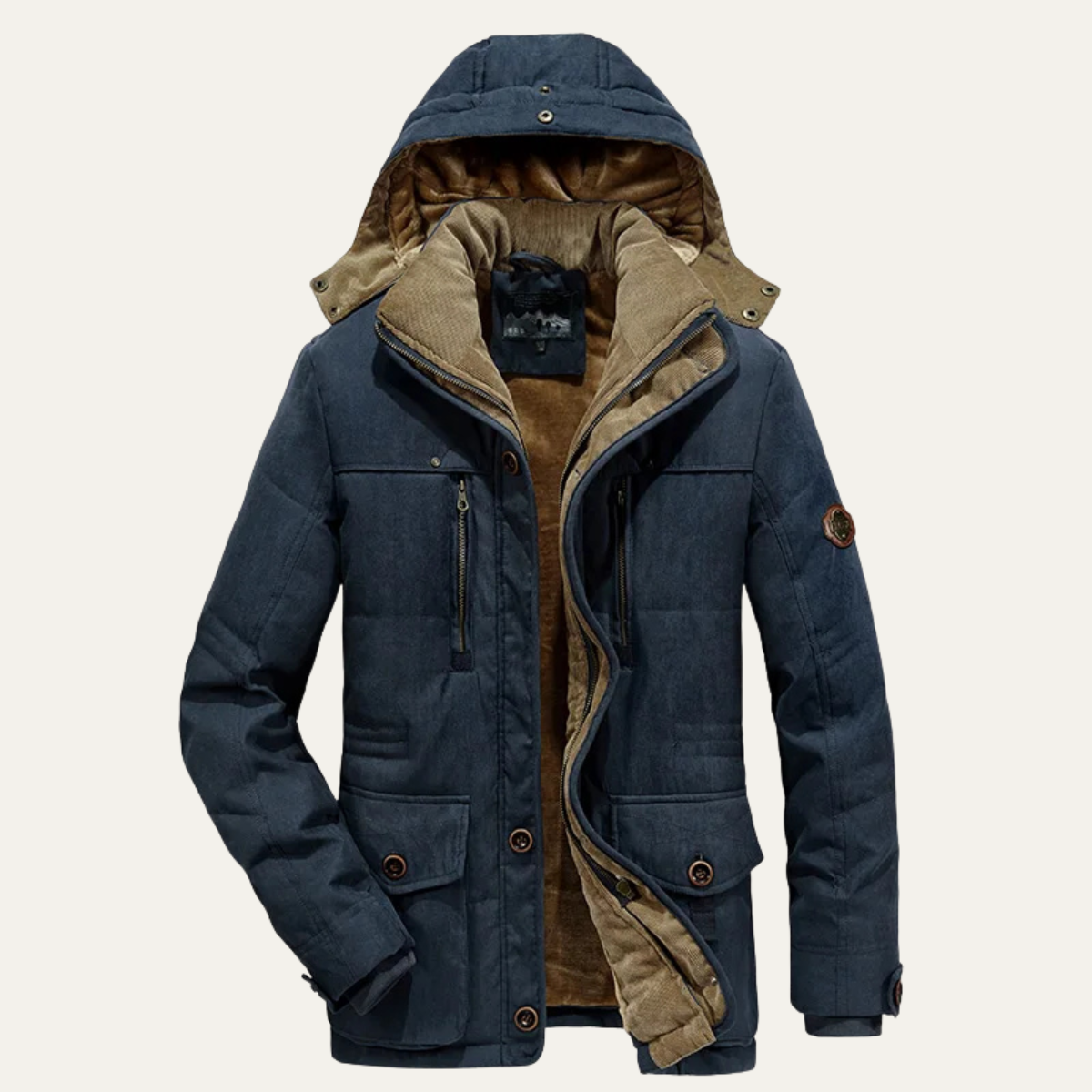 Warm Men's Heavy Fleece Hooded Parka Coat Jacket