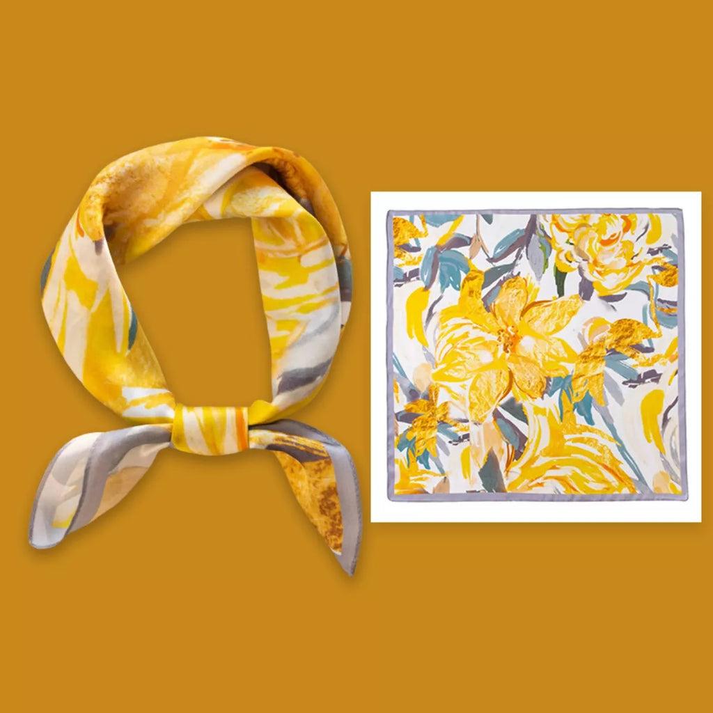 Sherbet Floral Print Silk Square Scarf