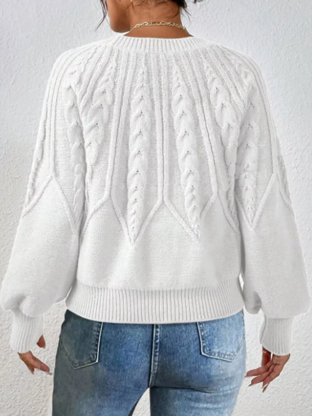 Cable Knit Ribbed Long Sleeve Sweater