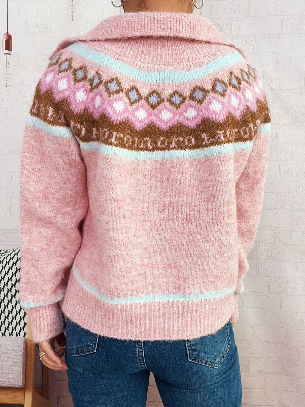 Fair Isle Zip Up Cardigan