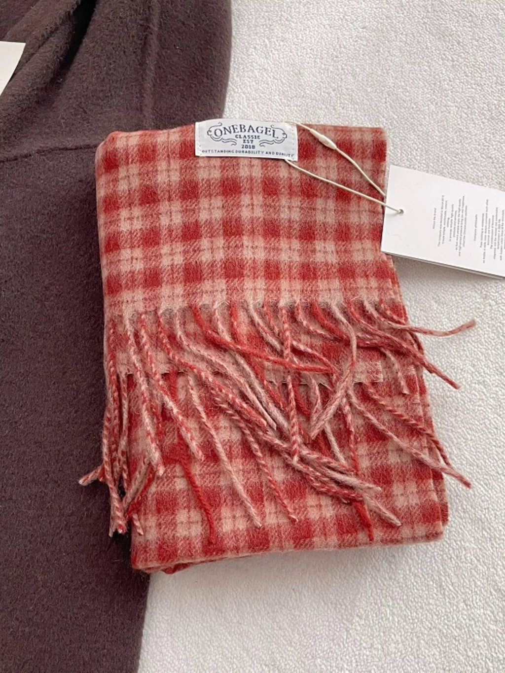 Classic Plaid Fringe Wool Scarf