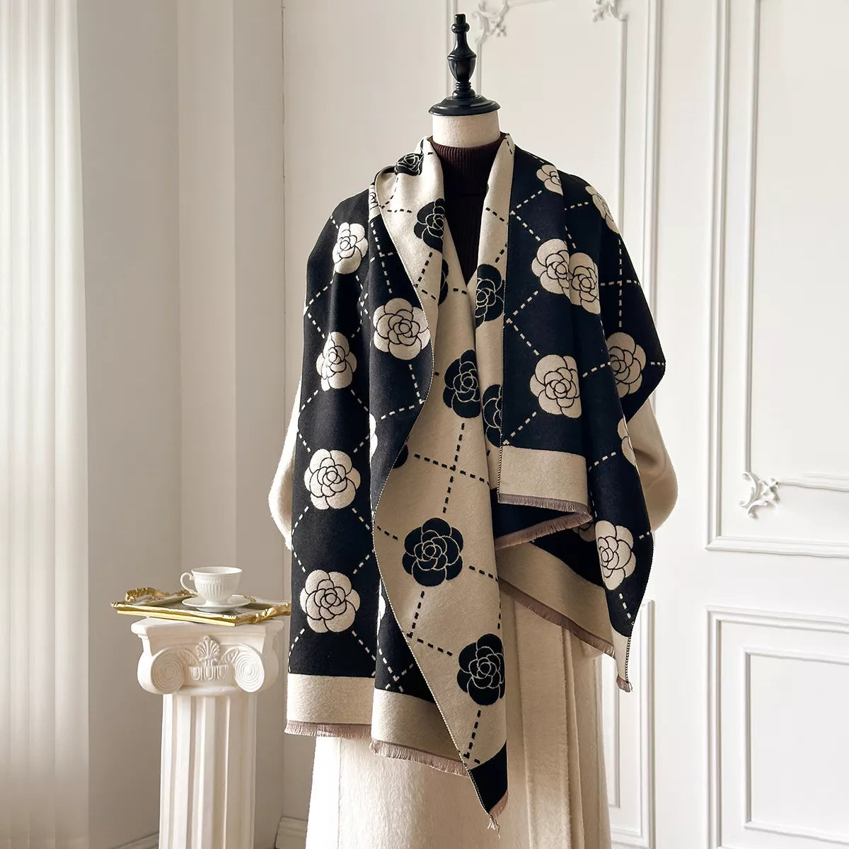 Floral Raw Hem Scarf
