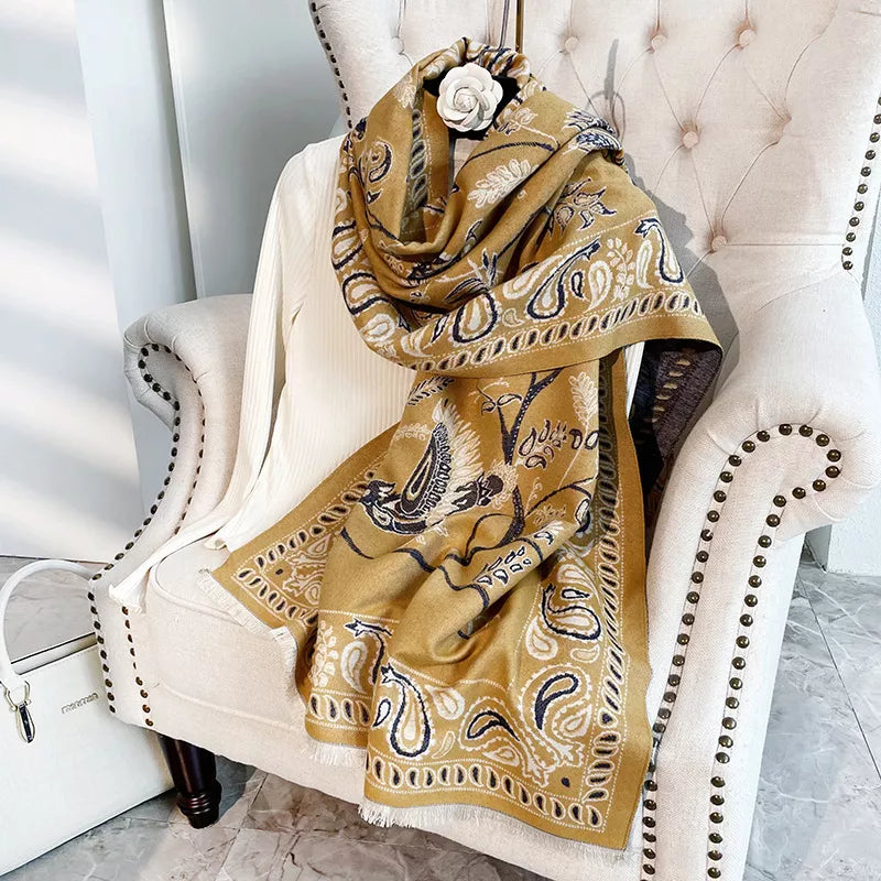 Paisley Printed Raw Hem Scarf