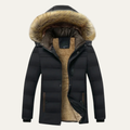 Warm Men's Fur Lined Hooded Winter Jacket