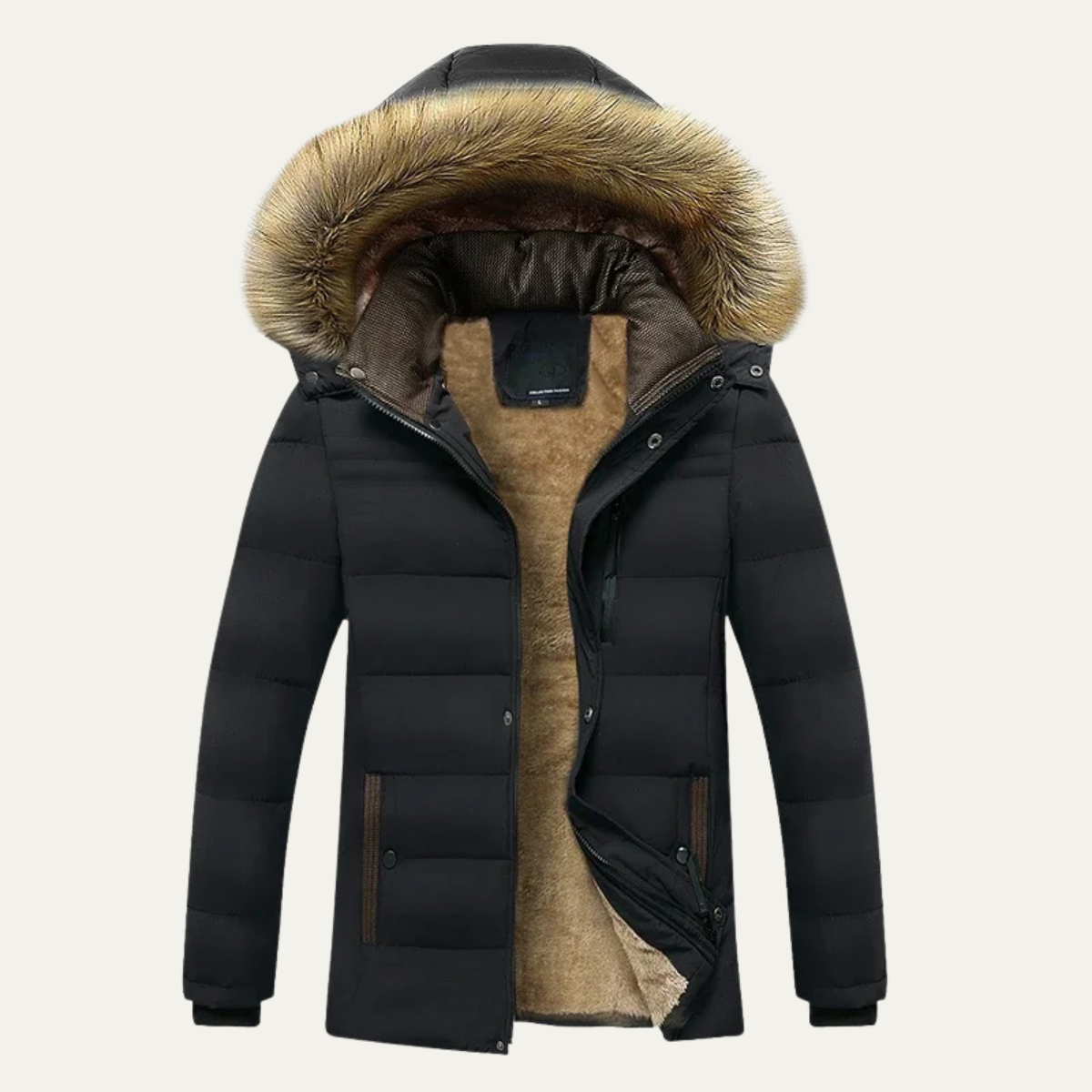 Warm Men's Fur Lined Hooded Winter Jacket