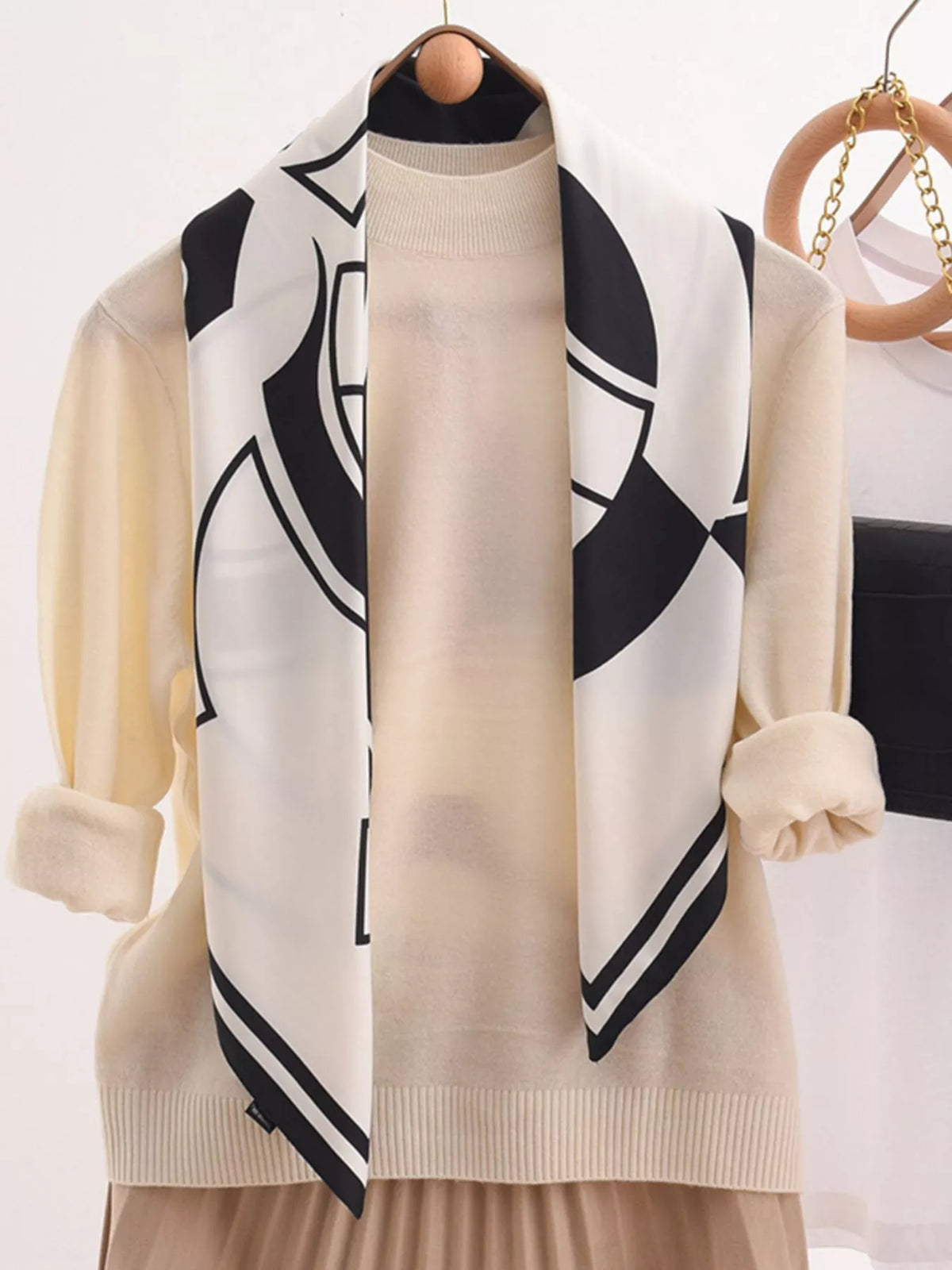 Square Floral Silky Scarf