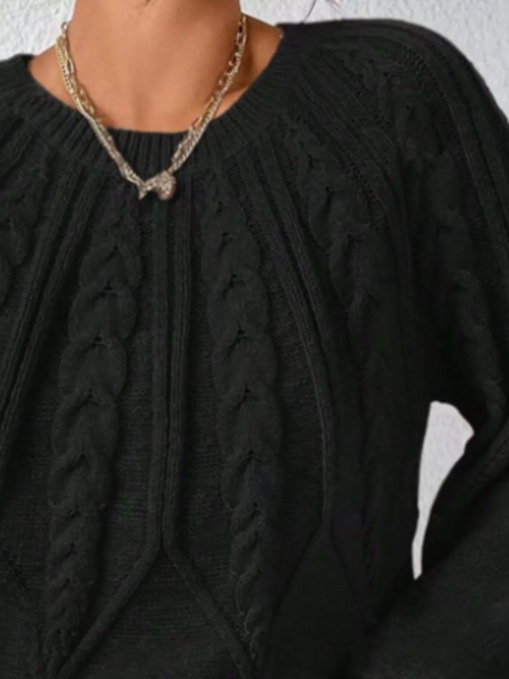 Cable Knit Ribbed Long Sleeve Sweater
