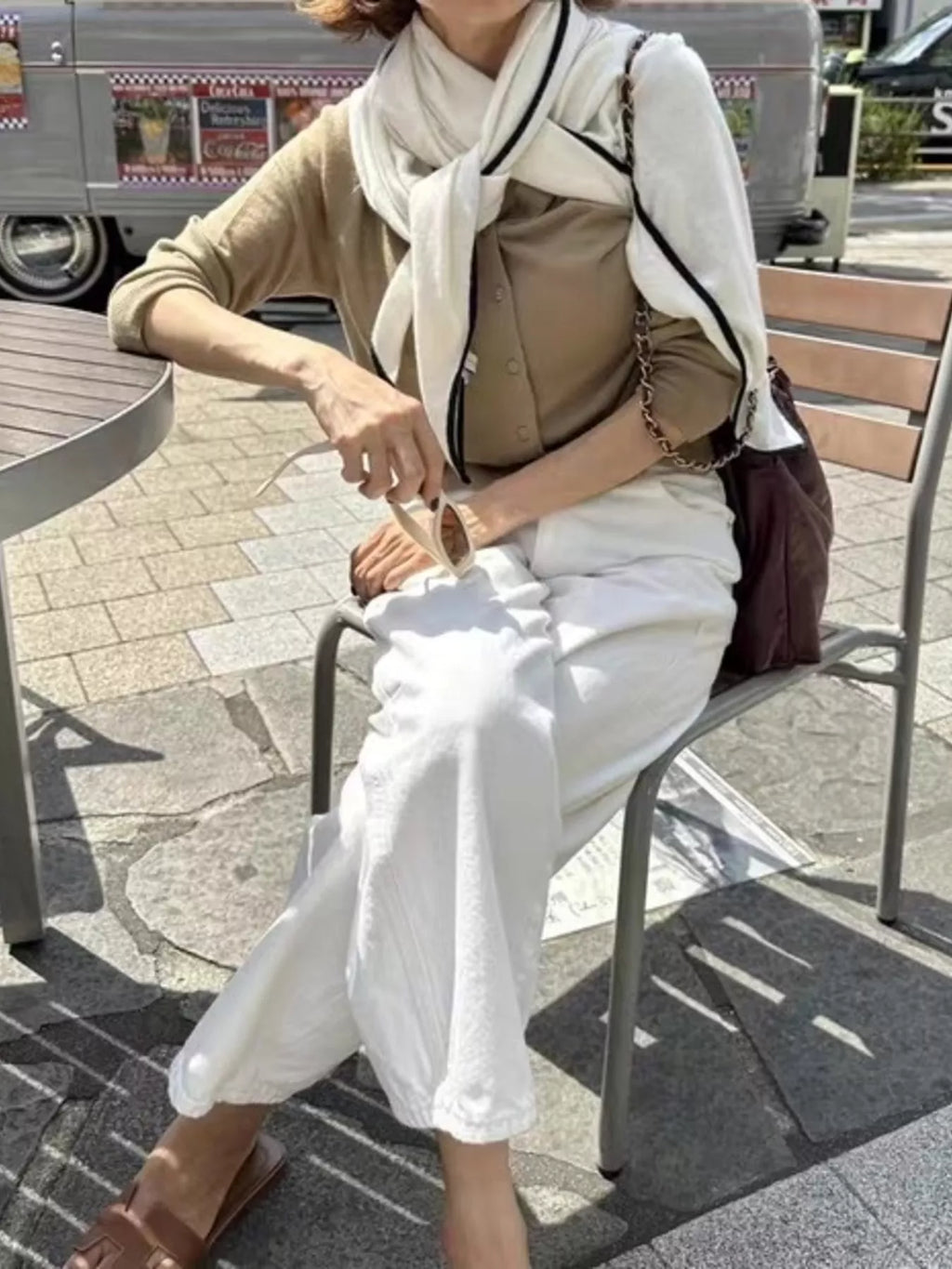 Wool Contrast Trim Scarf