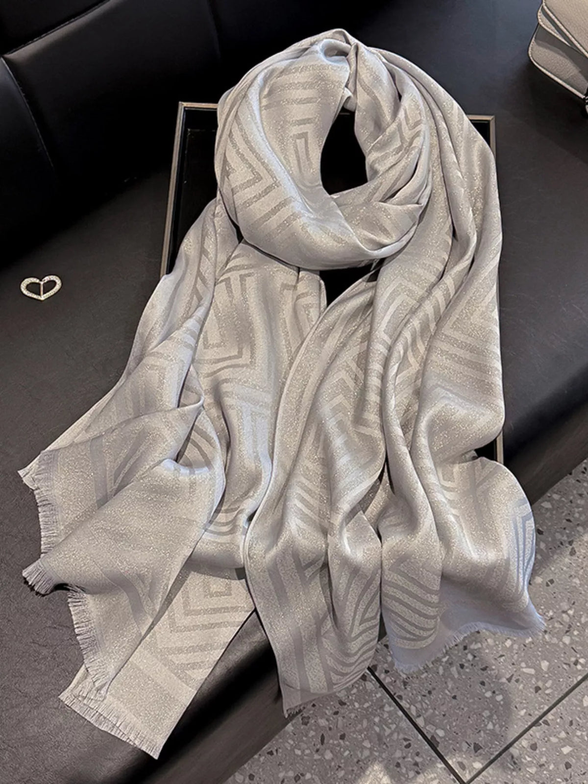 Raw Hem Lightweight Tonal Stripe Scarf