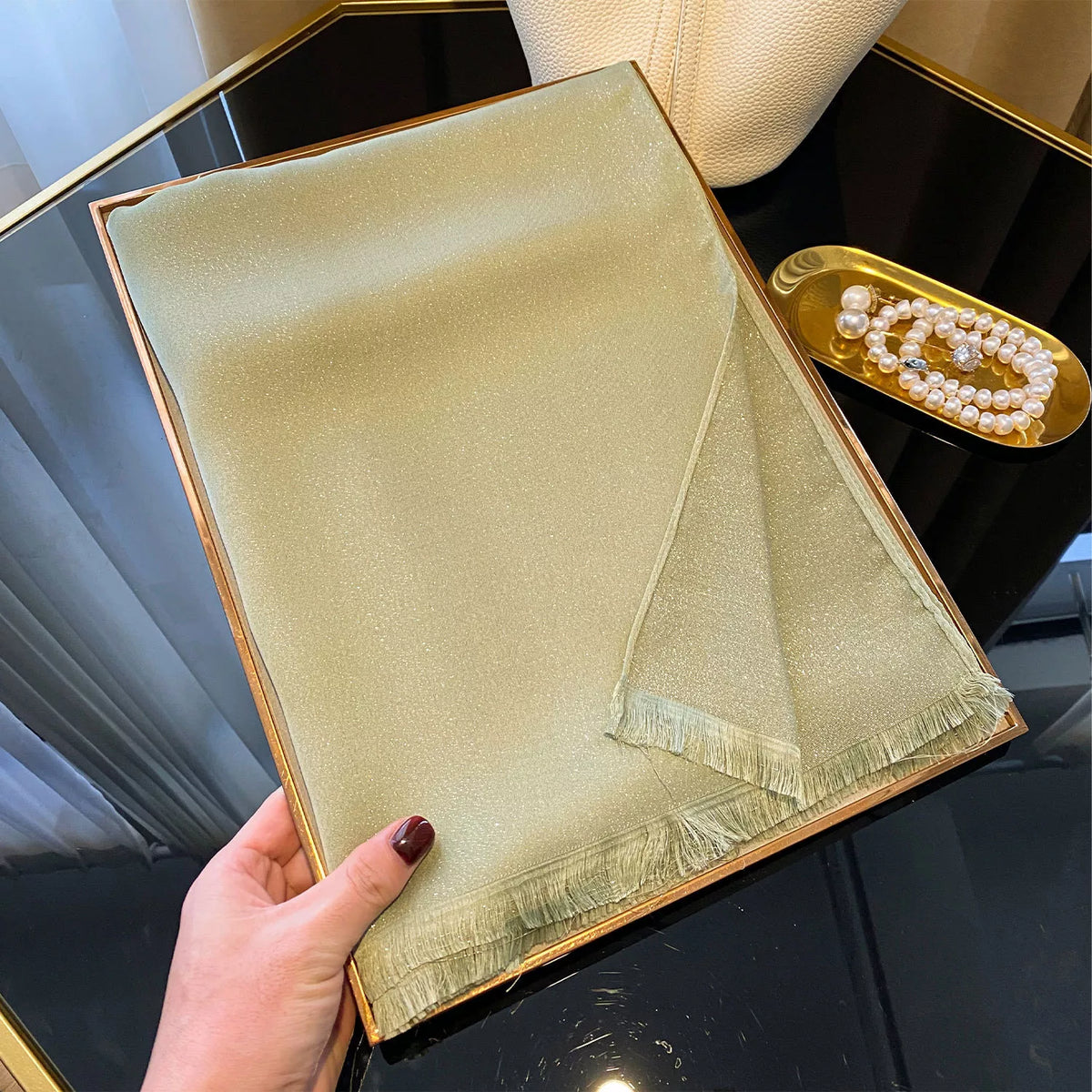 Raw Hem Tencel Scarf